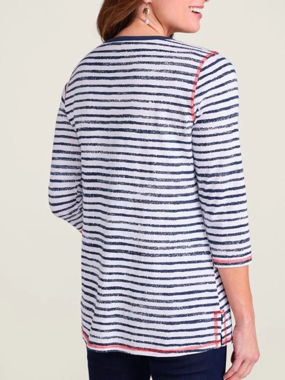 NEW Soft Surroundings Lots of Love Striped 3/4 SIv Je Taime Knit Tunic XS - Picture 2 of 10